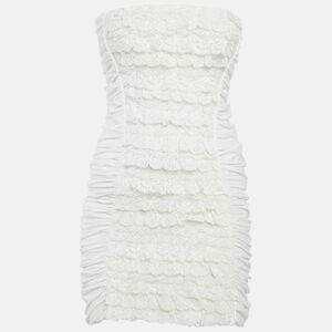 D&g Cream Cotton & Lace Ruched Strapless Mini Dress S